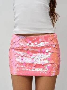 GUIZO Low Rise Paillette Skirt